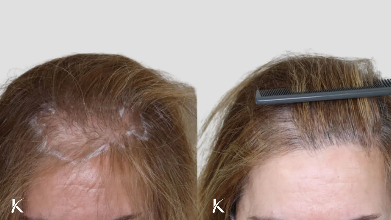 female Patient 12 - before and after hair transplant